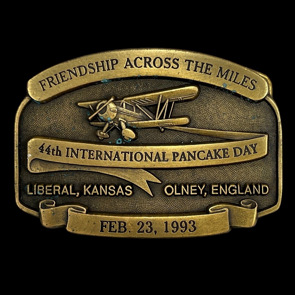 Belt Buckle 1993 Western Associates 44th International Pancake Day Biplane
